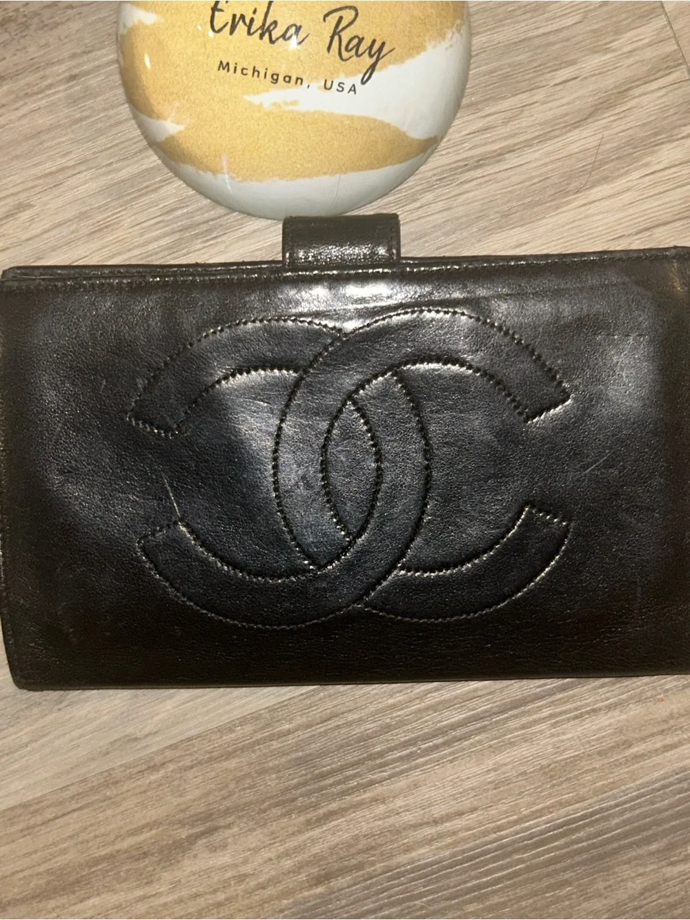 CHANEL Black Lambskin Leather Long Wallet